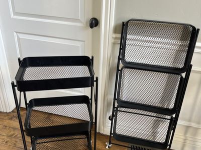 2 Foldable Shelves / Storage Bins w/Wheels