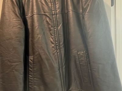 Dockers Black Leather Sherpa Lined Jacket M