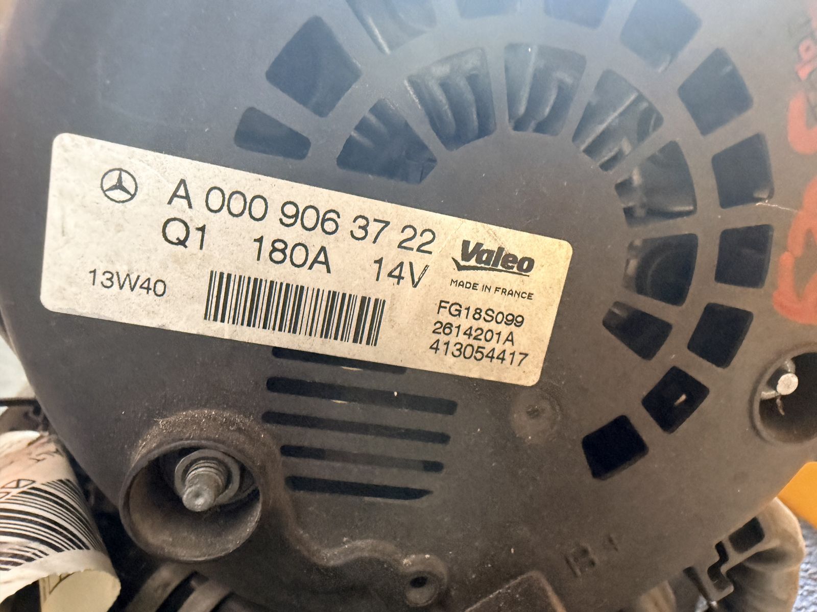 Valeo Mercedes-Benz Q1 180A 14V Alternator A 000 906 37 22 OEM Made in France