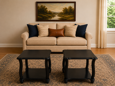 Designer Style Black End Tables Set | Modern Farmhouse Side Tables