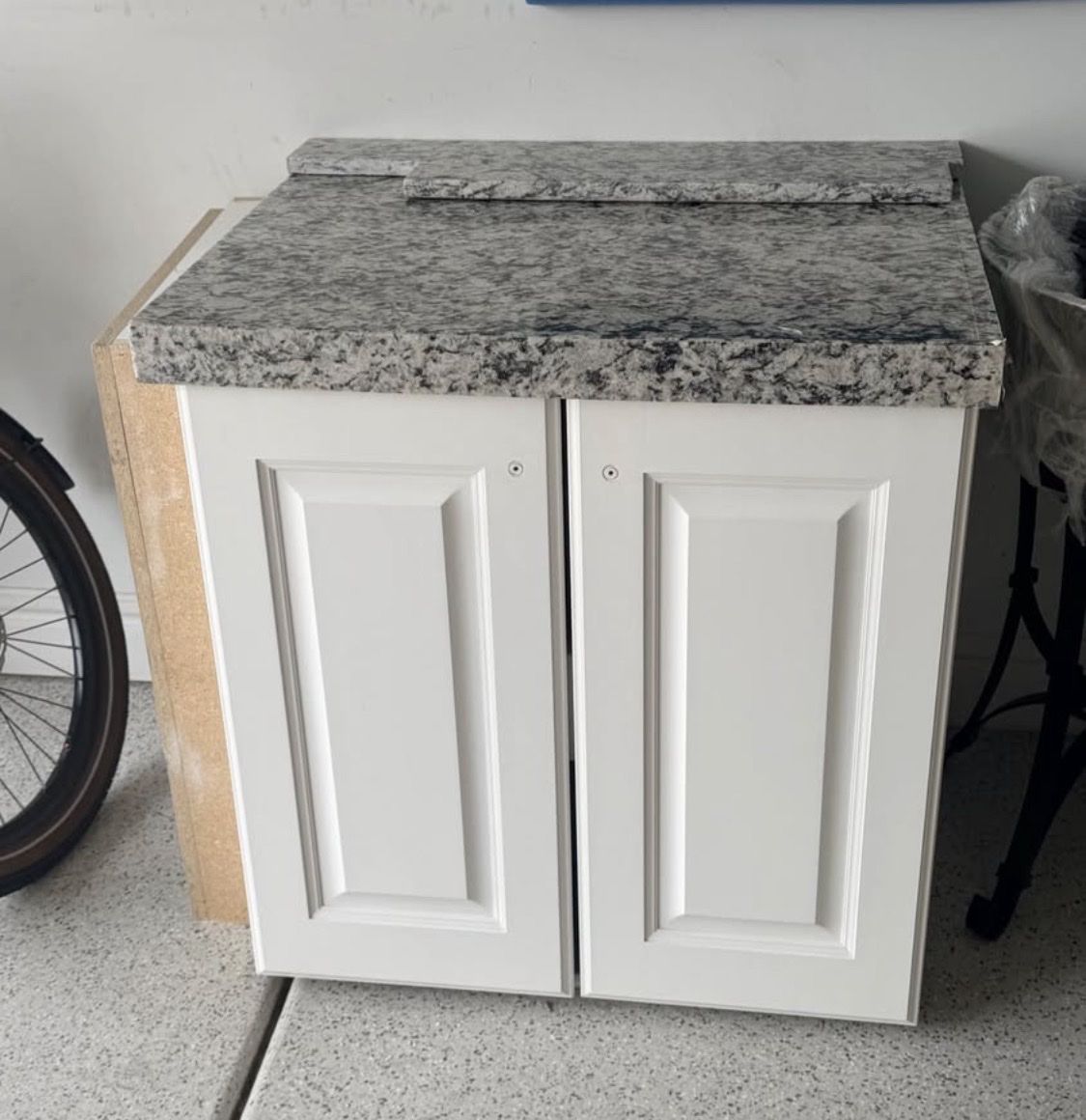 White Base Cabinet with Granite Countertop 30" x 24" x 36"