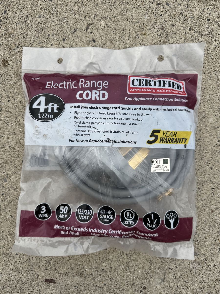 New electric range cord 4 Ft