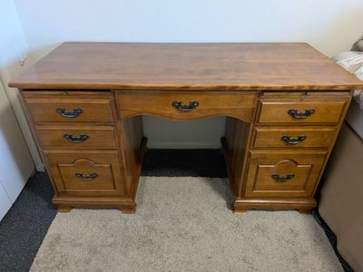 Vintage Solid Maple Wood Executive Desk