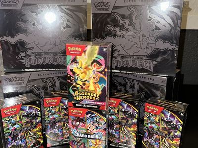 Pokemon TCG Mega Evolution Pitch Black Elite Trainer Box & Booster Bundles - Factory Sealed Cards