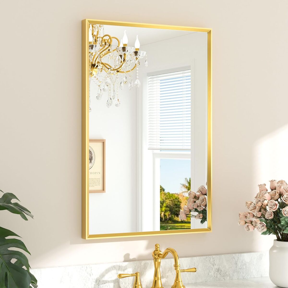 24" x 36" Gold Mirror for Bathroom Vanity