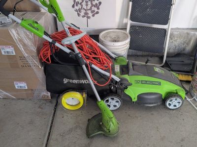Greenworks Corded Mower and Trimmer Set