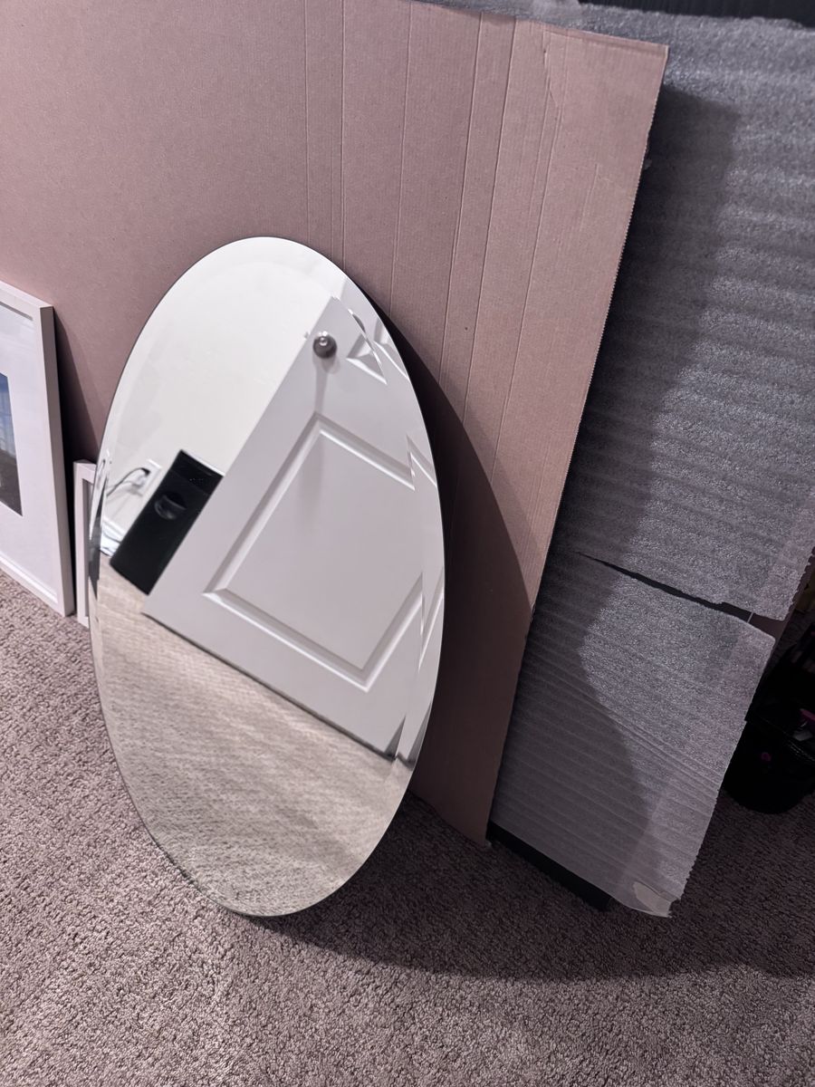 Frameless Oval Beveled Edge Bathroom Vanity Mirror