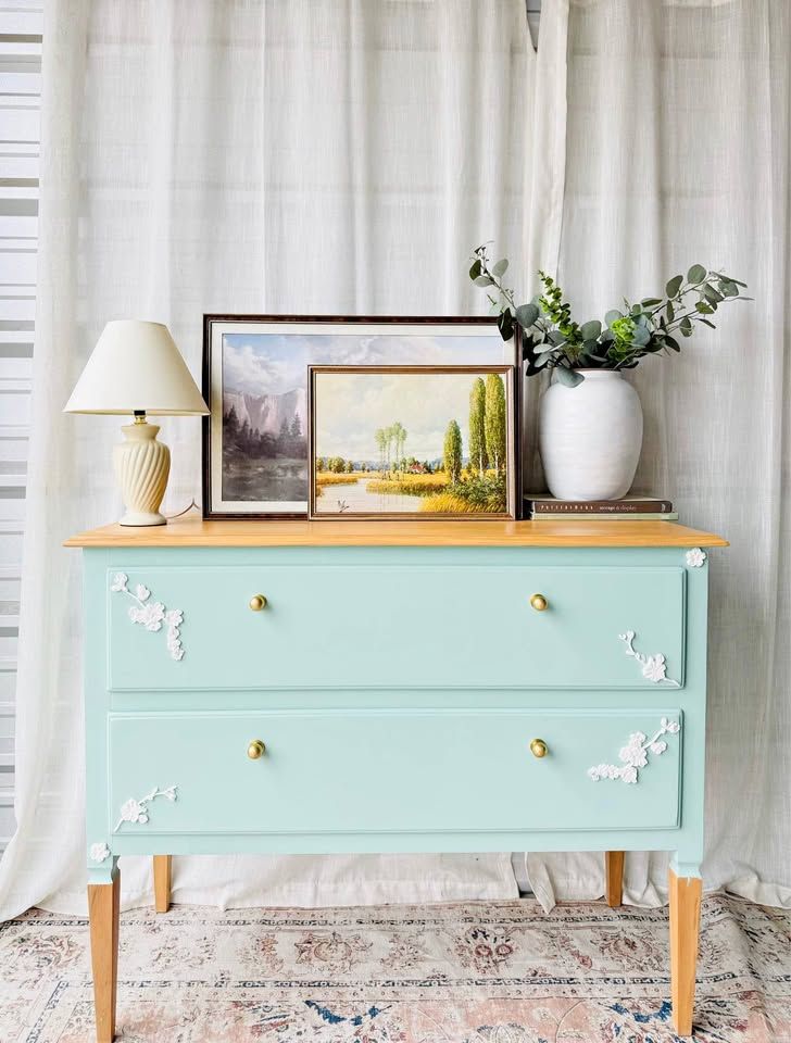 Vintage Solid Wood Drexel 2 Drawer Buffet Console Dresser | Vintage Drexel Buffet | Vintage Buffet