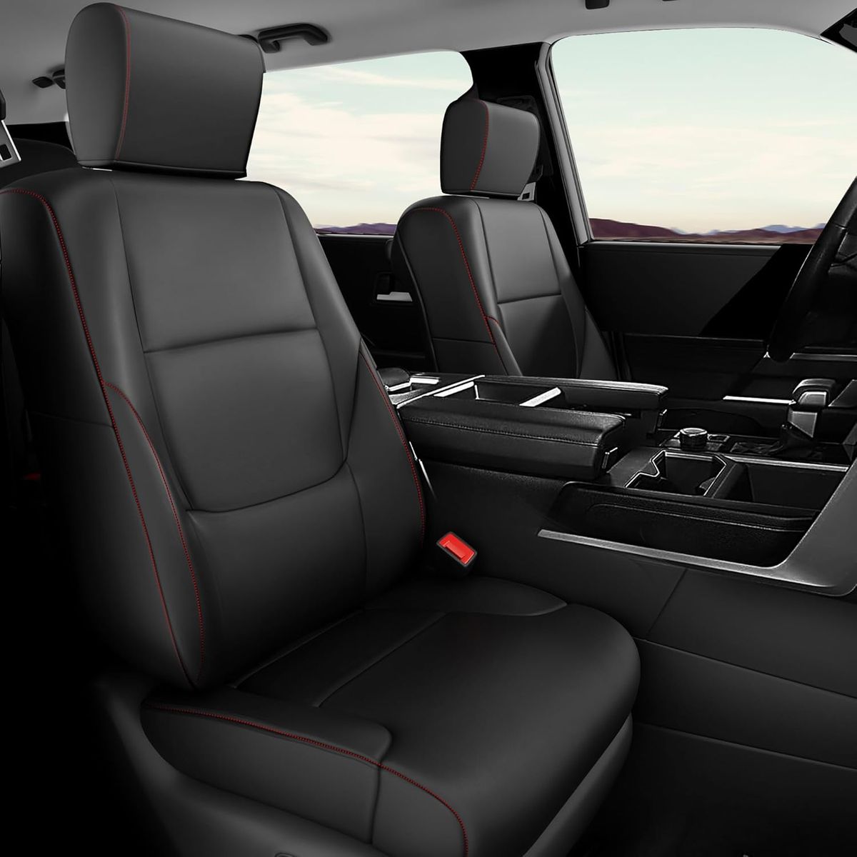 TUNDRA SEAT COVERS FULL SET, TRUCK SEAT PROTECTORS FOR TOYOTA TUNDRA CREWMAX CAB ONLY 22-25 SR SR5 BLACK-BRAND NEW!!!