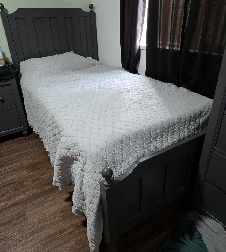 Twin Grey Wood Bed Frame