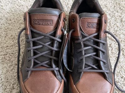 Rockport Works Brown Leather Safety Toe Work Shoes Size 10W New