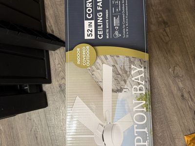 Hampton Bay 52 in. Corwin Indoor/Outdoor Matte White LED Ceiling Fan with Light Kit