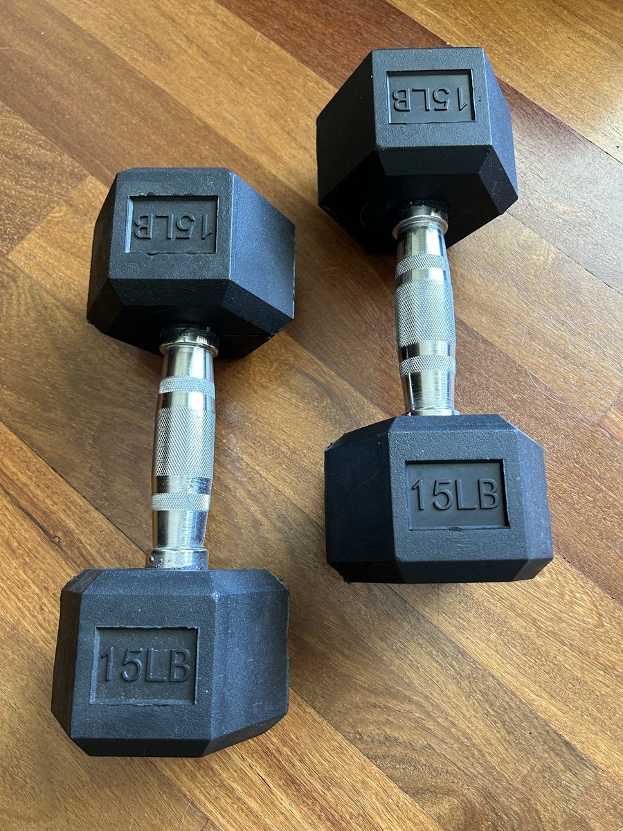 Rubber Coated 15 lb Dumbbell set