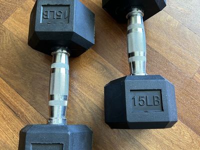 Rubber Coated 15 lb Dumbbell set