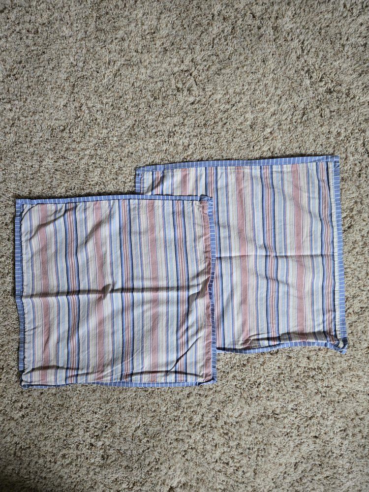 Tommy Hilfiger Striped Pillow Shams Pair - Multicolored Blue/Red/Cream/White