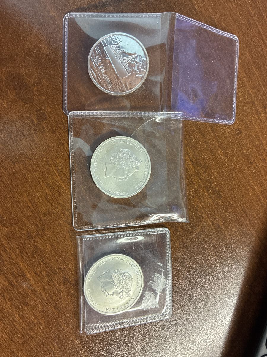 Lot of 3 Australian Silver Coins - 1/2 oz .9999 Fine Silver 50 Cents (2015 & 2016)
