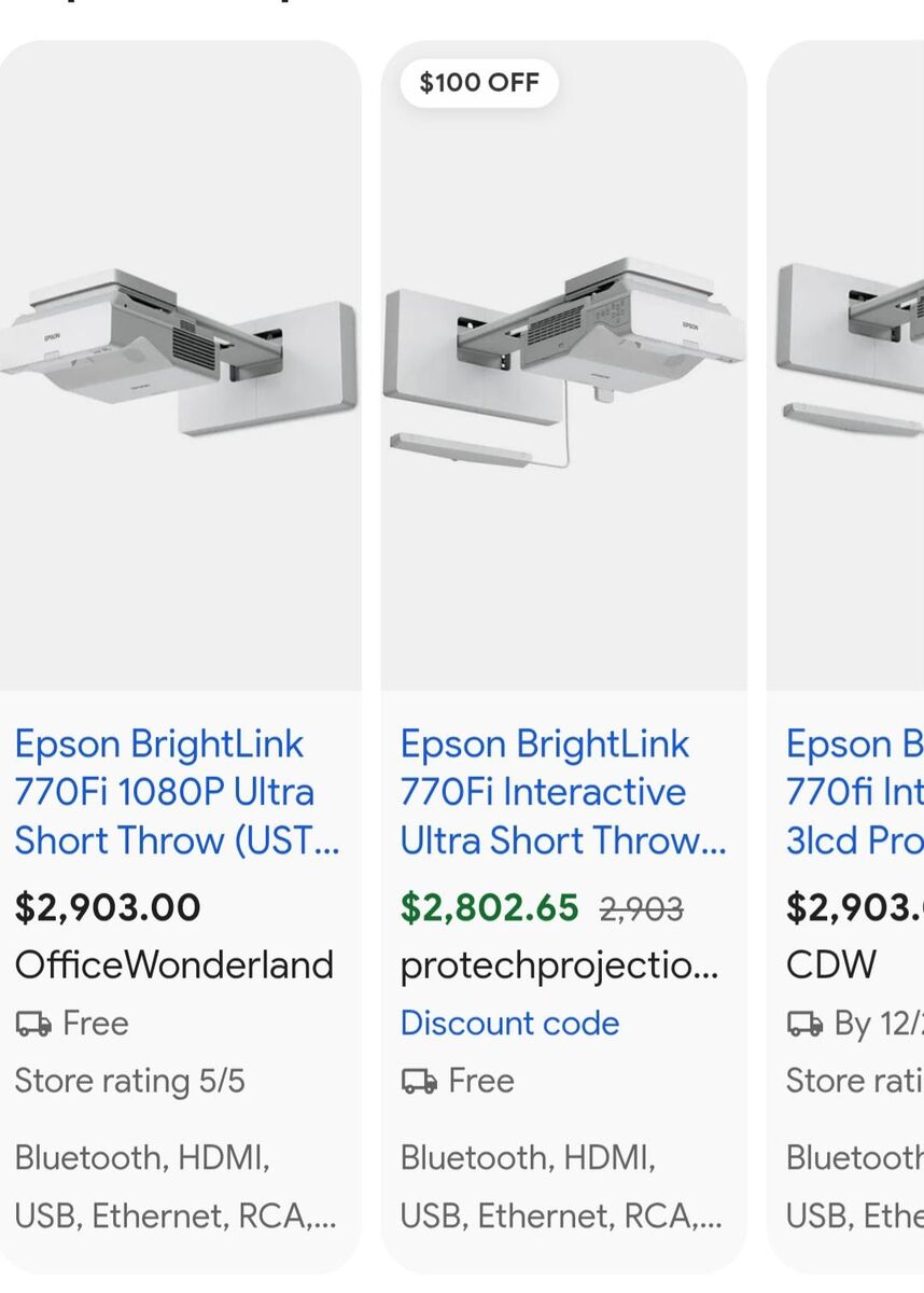 Epson BrightLink Interactive Ultra Short Throw projector