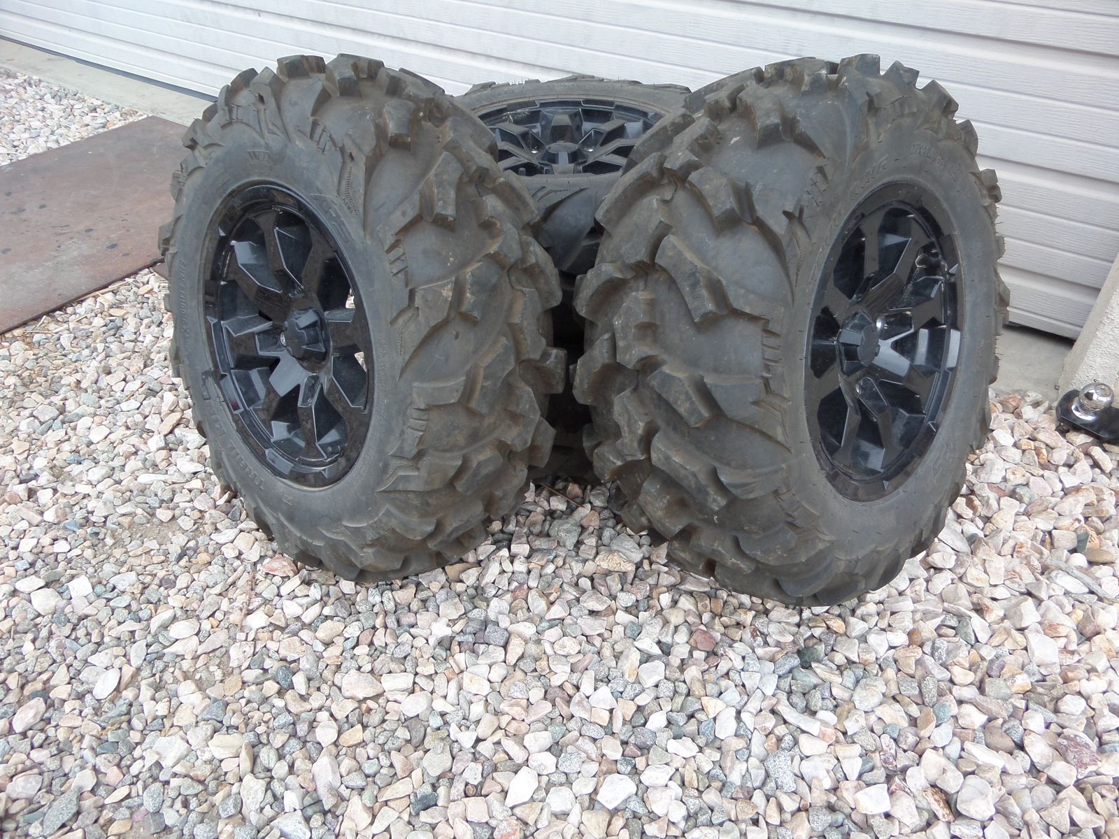 Tires and Wheels off Can Am Defender