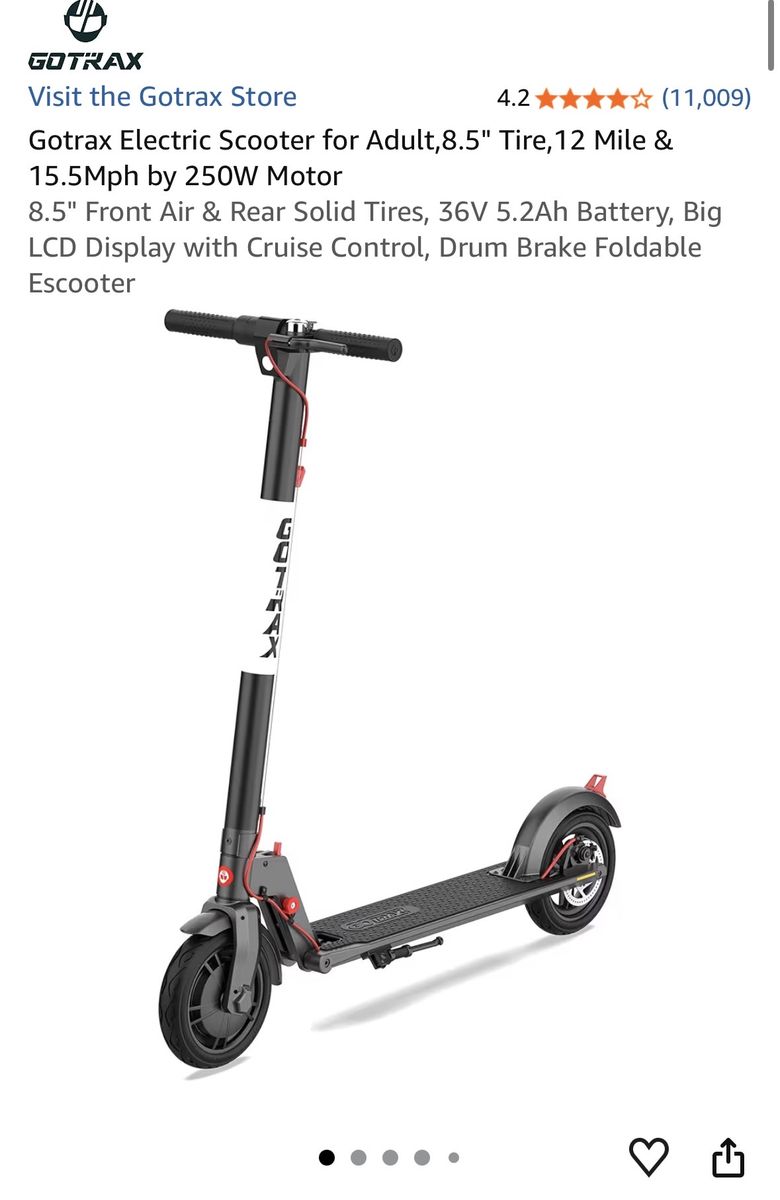 Gotrax Adult Electric Scooter - 250W Motor, 8.5" Tires, Foldable Frame