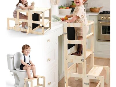 Toddler Kitchen Step Stool, 4-in-1 Foldable Standi