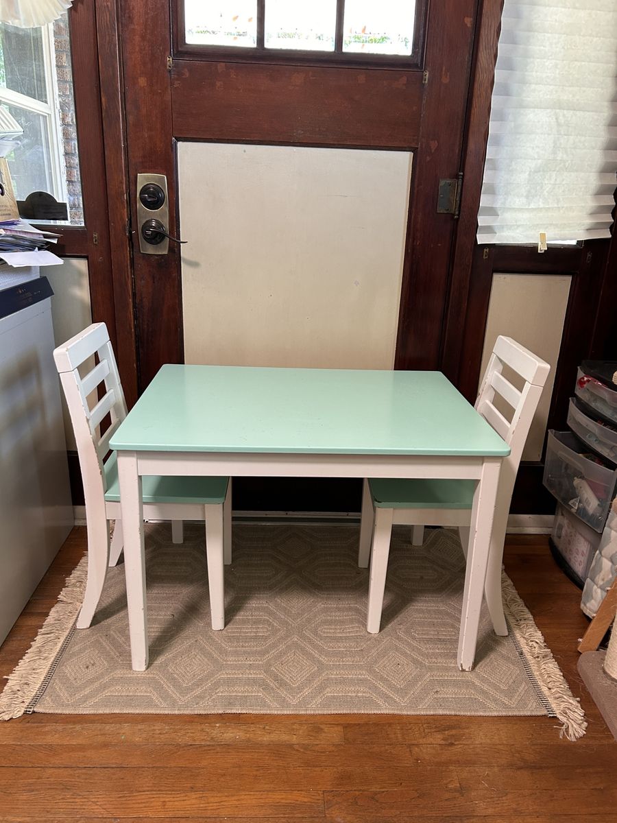 KidKraft Nantucket Table & 2 Chairs Set - White/Mint Green, Durable Wood Furniture
