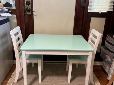 KidKraft Nantucket Table & 2 Chairs Set - White/Mint Green, Durable Wood Furniture