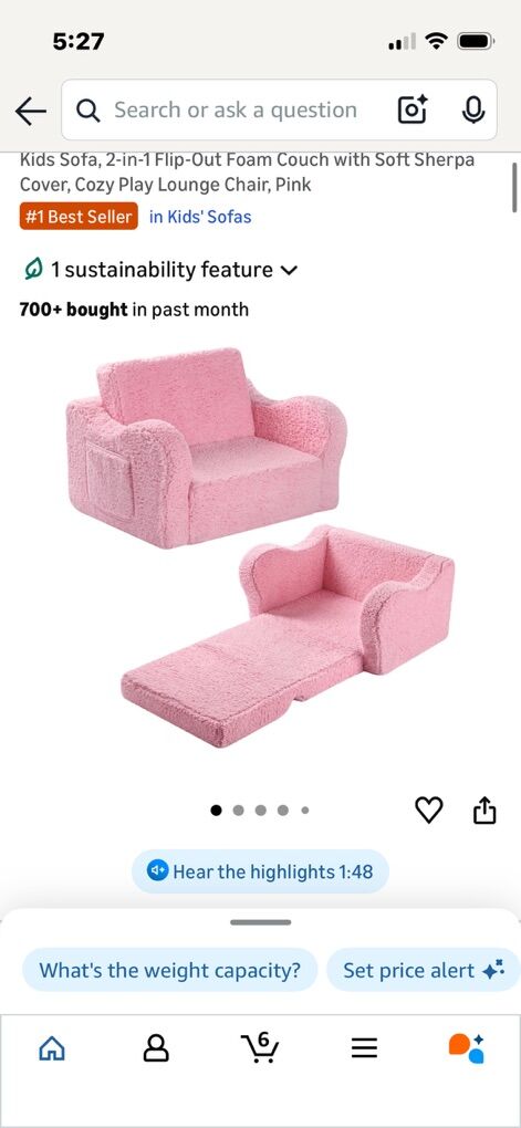 NEW Pink Folding toddler Chair Sofa flip Out