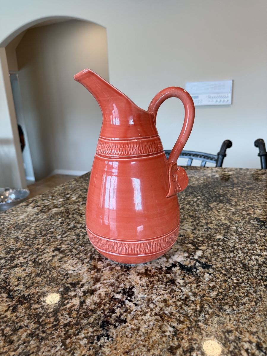 Horchow Stoneware Water Pitcher Italian Made