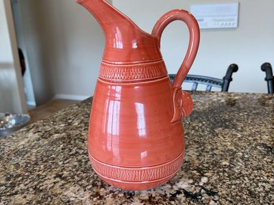 Horchow Stoneware Water Pitcher Italian Made