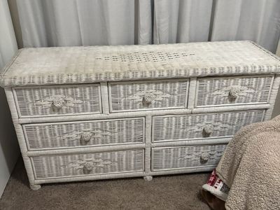 White Wicker dresser And Armoire