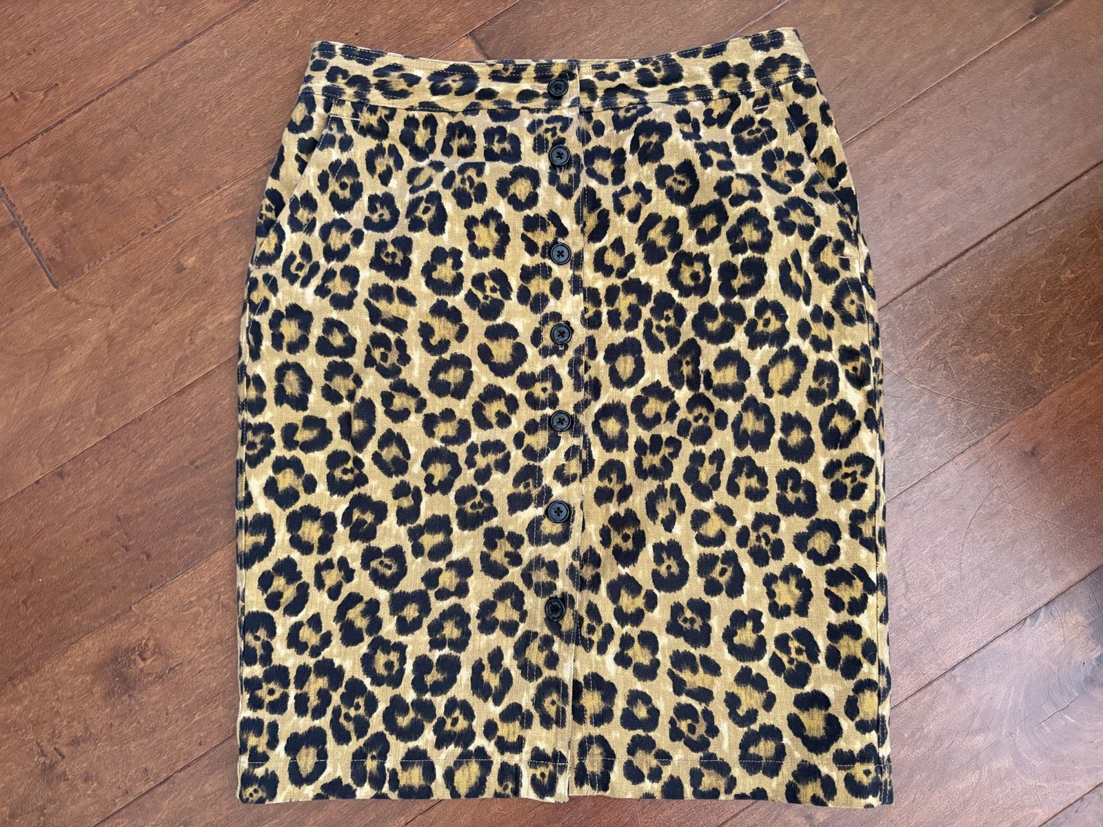 Ralph Lauren Leopard Print Button Front Skirt Sz 6
