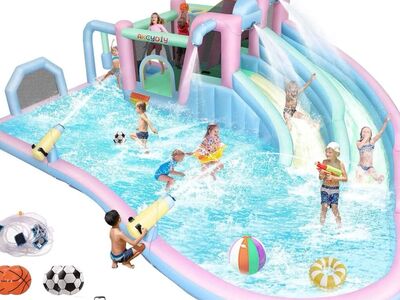 Inflatable Bounce House Double Slides For Kids NEW