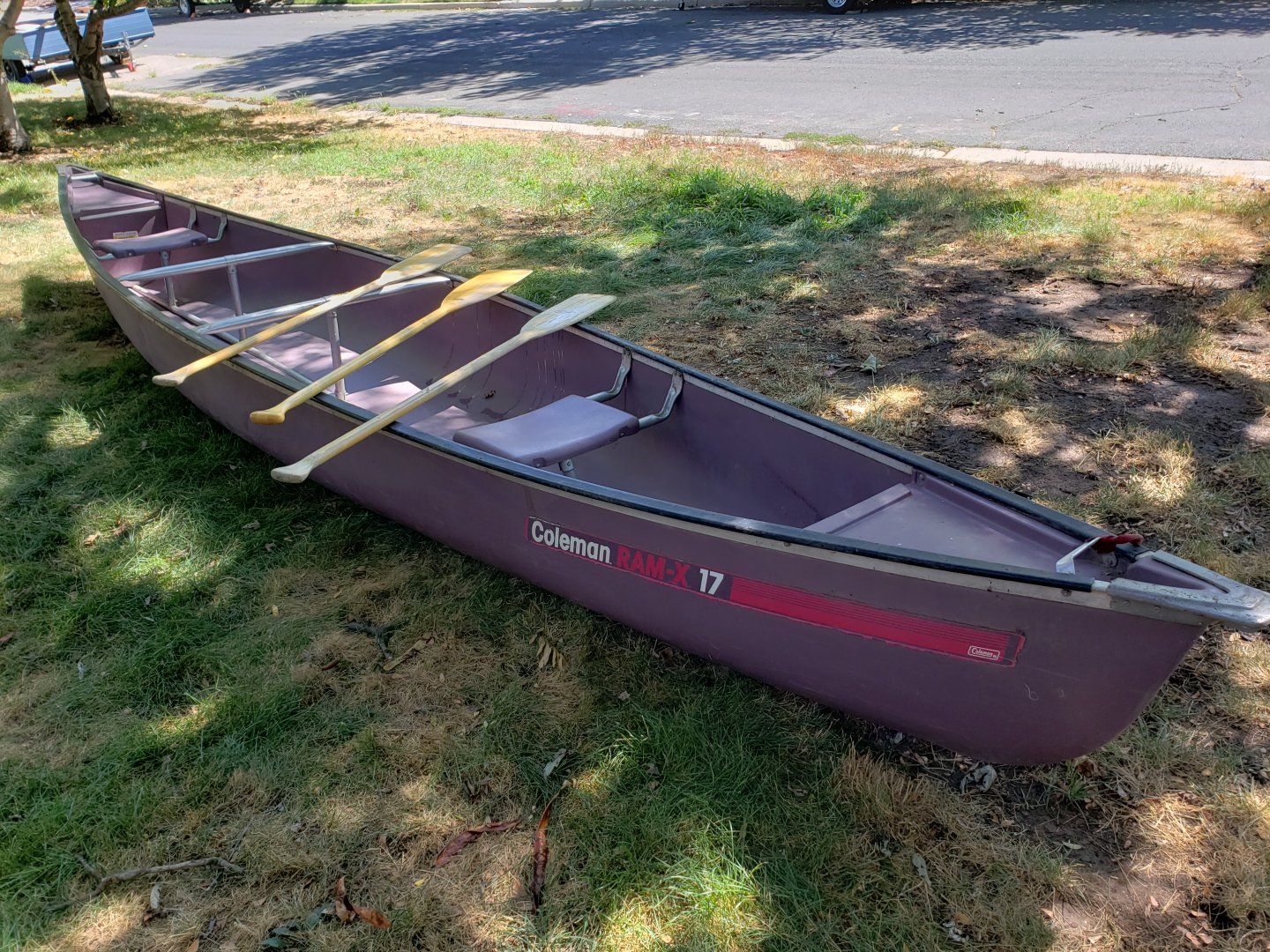 17' Coleman RAM-X 17 Canoe with Three Wooden Paddles