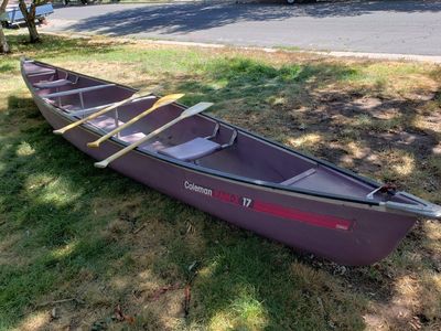 17' Coleman RAM-X 17 Canoe with Three Wooden Paddles