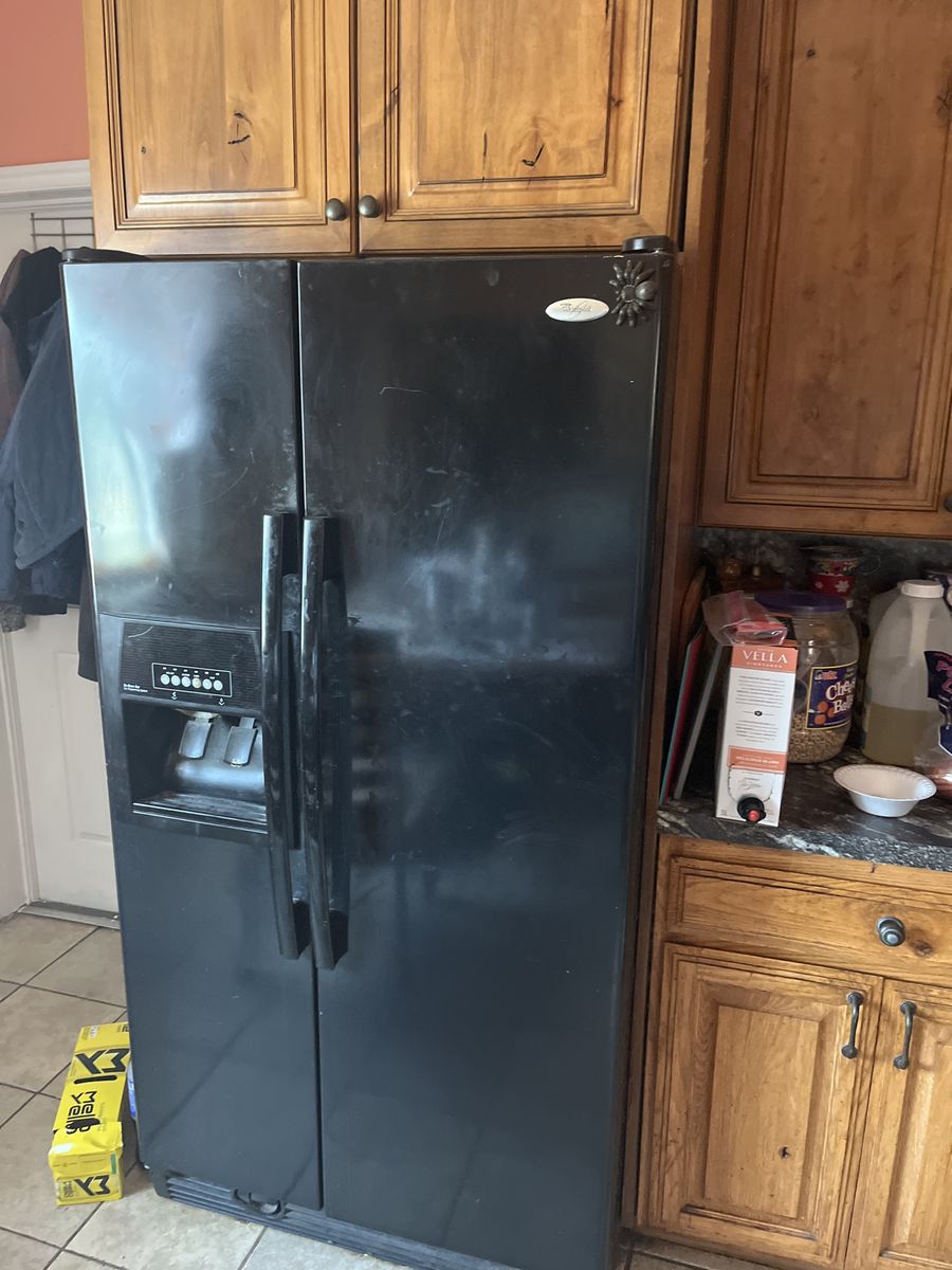 Whirlpool Black Side-by-Side Refrigerator with Ice & Water Dispenser - Used