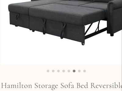 Abbyson Home Hamilton Reversible Storage Sofa Bed Sectional - Light Gray
