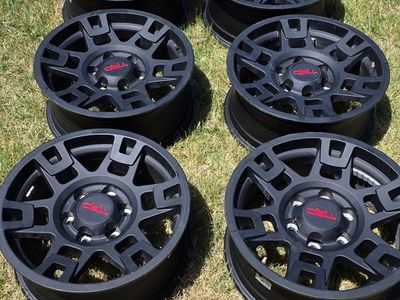 6 Black TRD 17” Wheels - 4 with TPMS - Great Shape