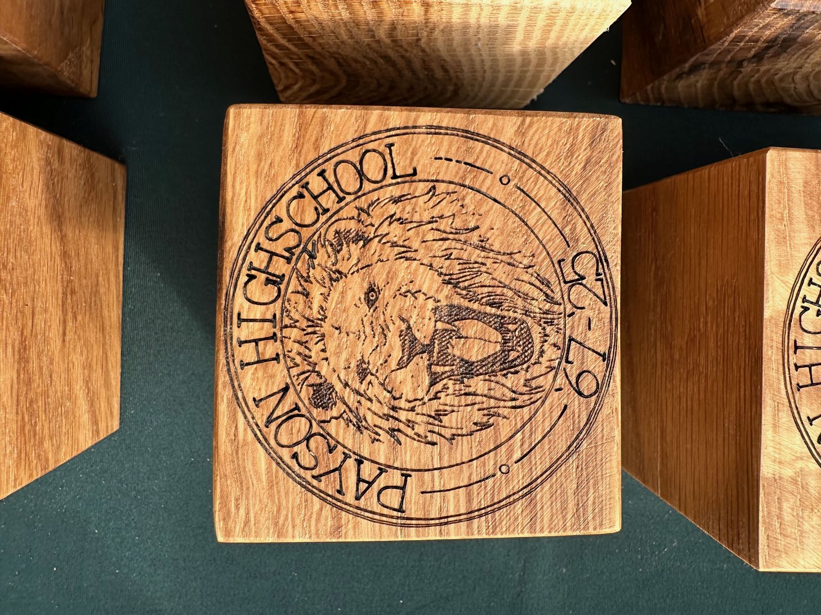 Payson High School Memorabilia - Handcrafted Burr Oak Wood Block with Lion Logo (67-75)