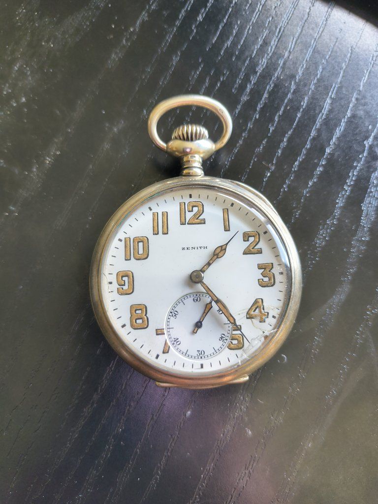 Vintage Zenith Corps of Engineers U.S.A. Pocket Watch No. 13073 - Gold Tone, White Dial