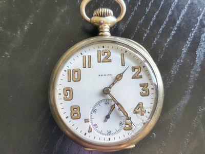 Vintage Zenith Corps of Engineers U.S.A. Pocket Watch No. 13073 - Gold Tone, White Dial