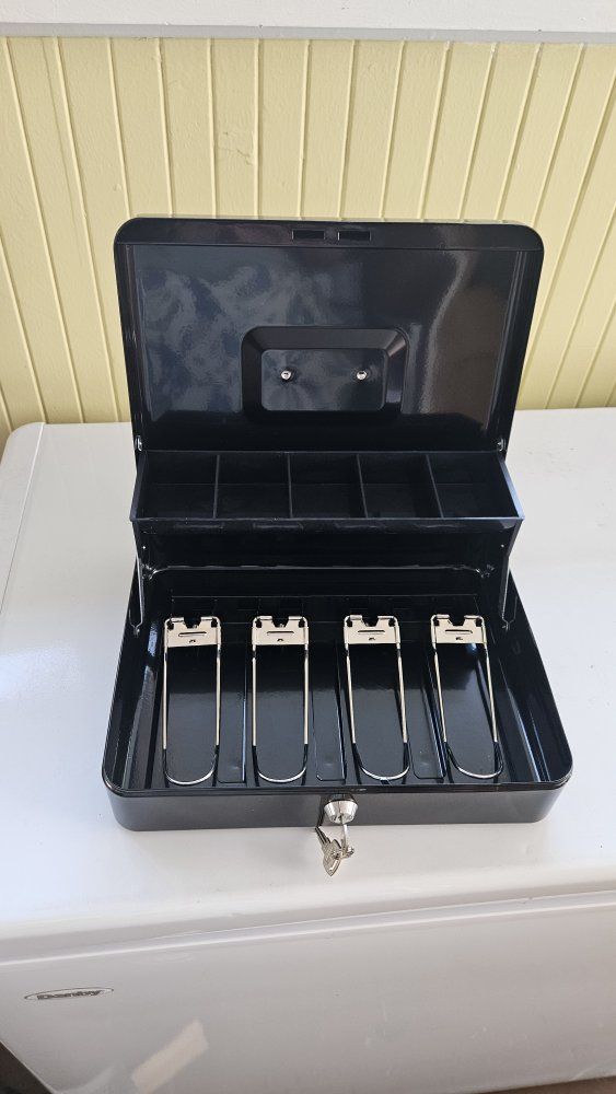 Metal Cash Box with Key Lock - Portable Money Safe for Petty Cash, Fundraising, & More
