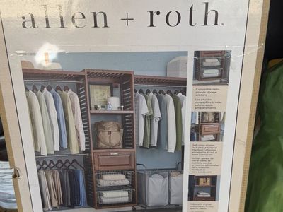Allen + Roth Hartford Ventilated Wood Closet Kit - Java Finish, 95.5" W x 76" H
