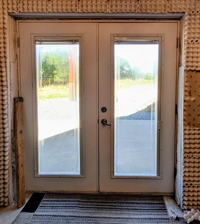 2 Used Exterior Doors with Built-in Blinds and Door Handle - White