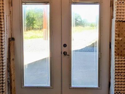 2 Used Exterior Doors with Built-in Blinds and Door Handle - White