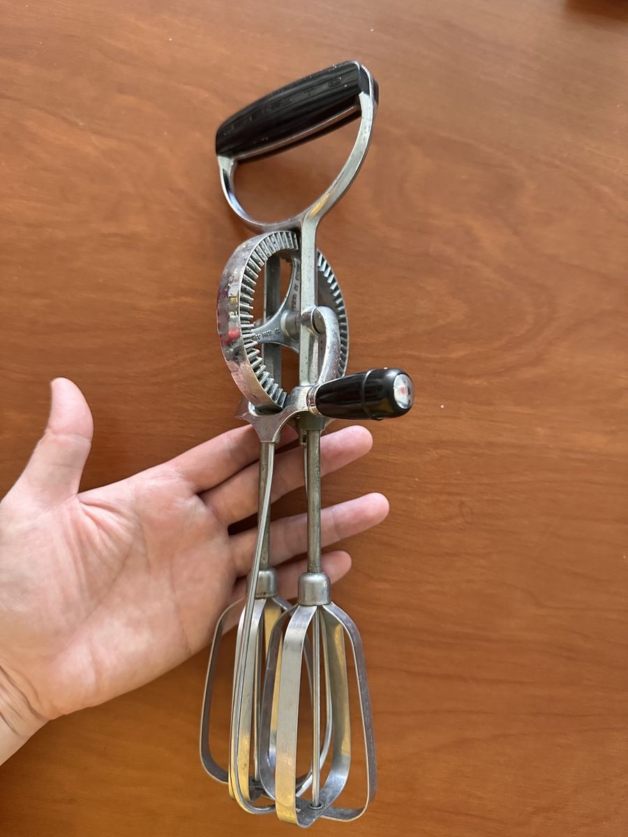 Vintage A&J Ekco Hand-Crank Egg Beater Stainless Steel Mixer