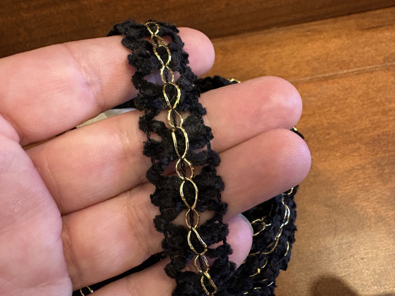 35 Yards of Black Ribbon w/ Gold Down The Center