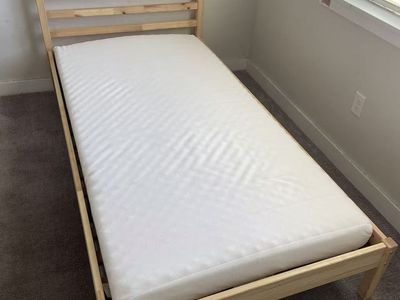Complete Twin Bed - IKEA TARVA Pine Frame + Luröy Base + ÅSVANG Mattress - Like New - 2 Available