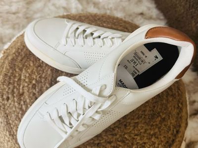 Madden Men’ White Lace-Up Sneakers with Tan Accents - Size 10.5, New with Tag, never been worn