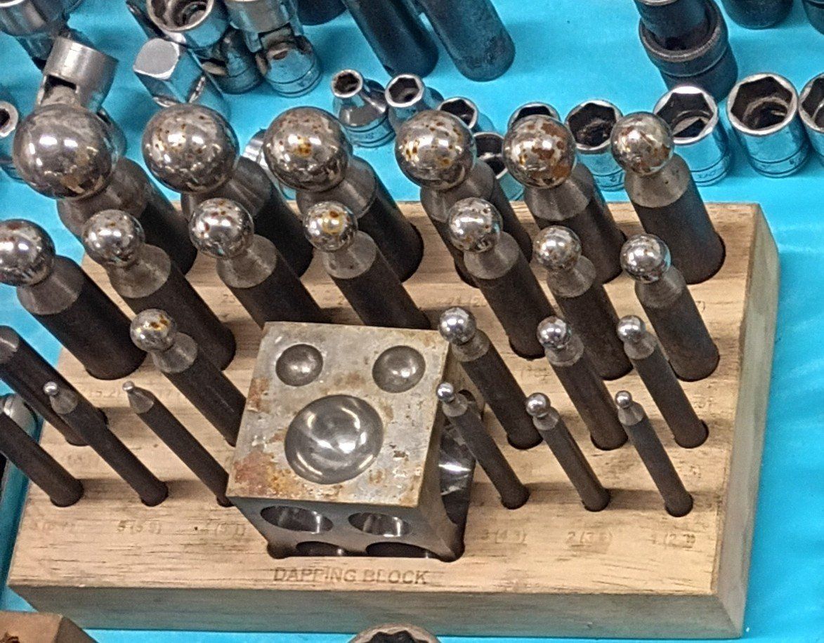 Used Jewelry Making Dapping Block & Punches Set - Various Sizes, Jewelry Tool Kit