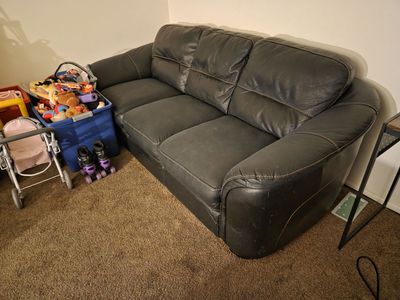 Black Leather Couch (read description)